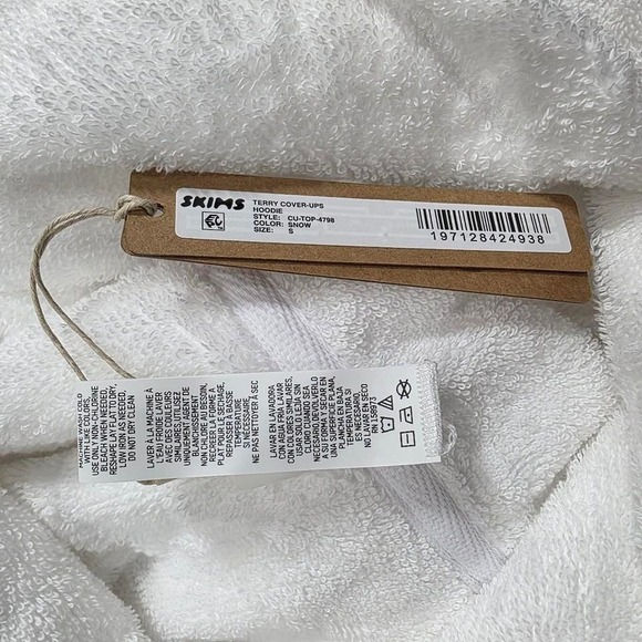 SKIMS Terry Cover-Ups Hoodie Snow White Cotton Terry Cloth CU-TOP-4798 - Picture 4 of 4